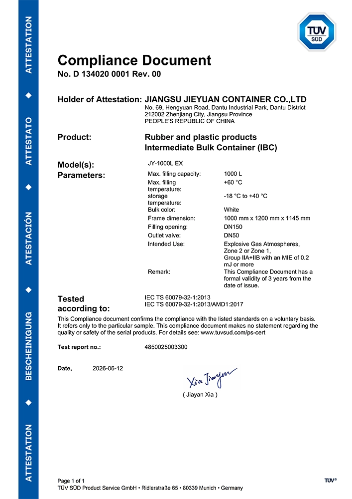 TÜV SÜD Certificate